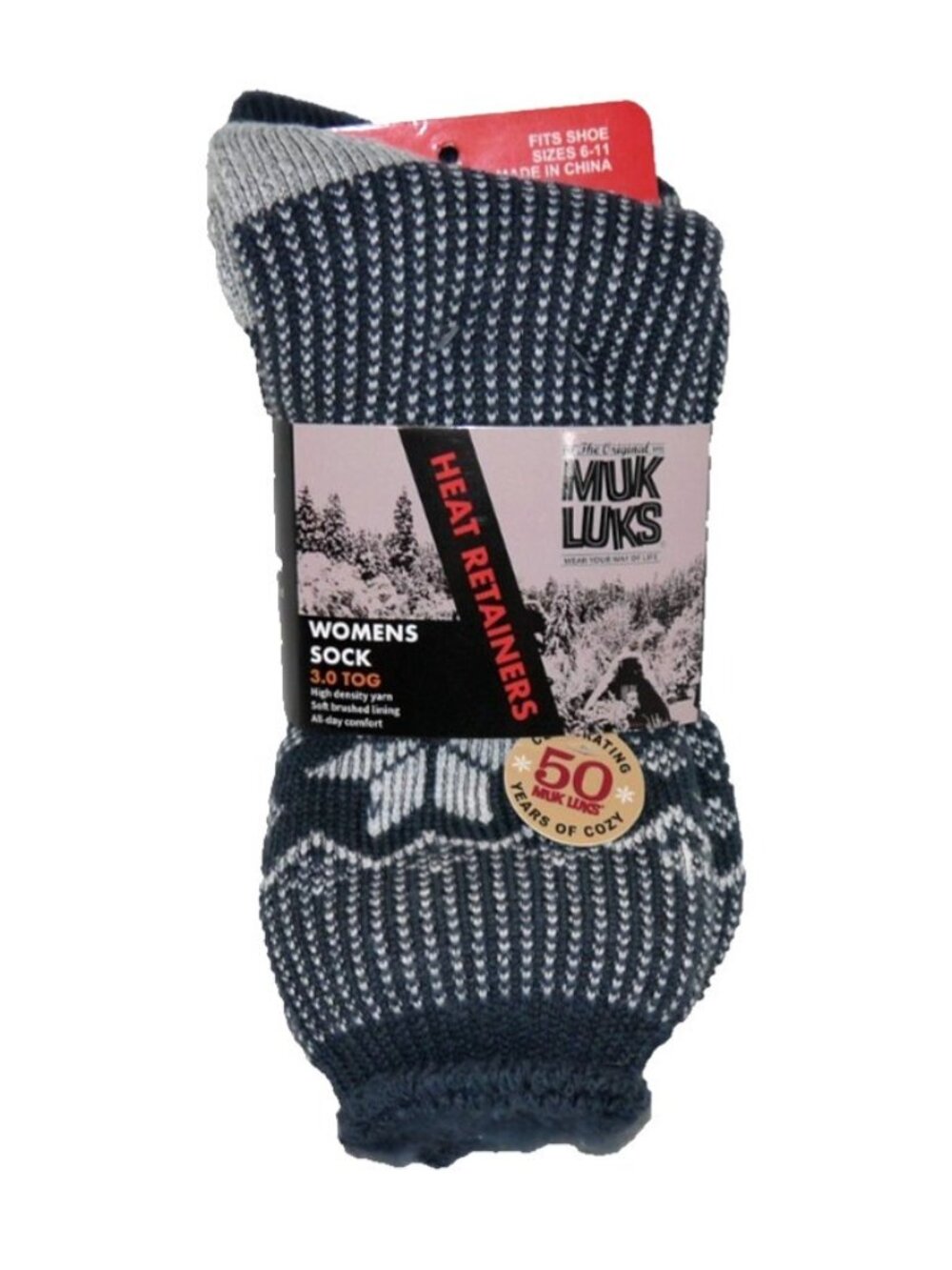 Muk Luks Heat Retainers thermal socks 2 Pair Pack Women's shoe size 6-11, New